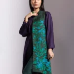 Purple/Green Printed and Embroidered Vortex-Viscose Tunic