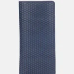 Navy Blue Textured Genuine Leather Long Wallet