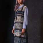 Slate Blue Wax Dyed and Embroidered Ramie Cotton HERSTORY Long Jacket